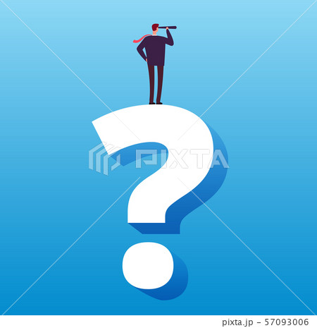 Businessman and question mark. Future decision, strategy choice and business challenge vector 57093006