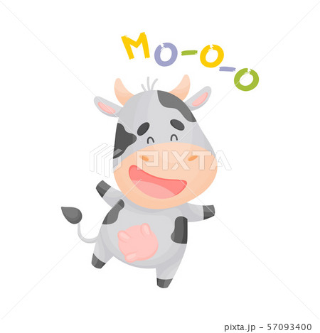 Cartoon spotted cow. Vector illustration on a white background. 57093400