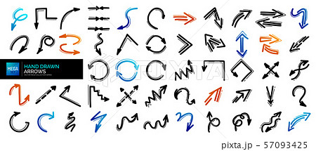 Mega set of hand drawn arrow icons. Arrows doodles design elements 57093425