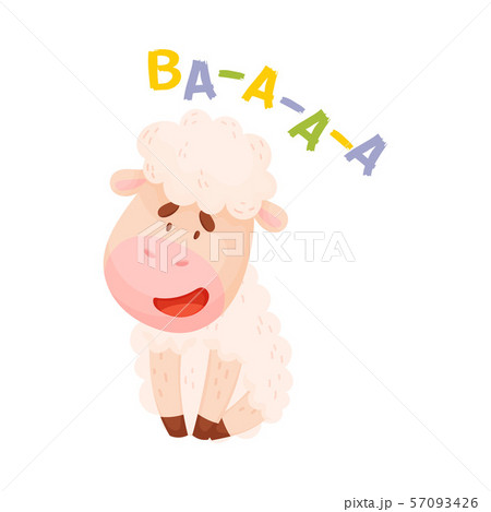Cartoon pink lamb. Vector illustration on a white background. 57093426