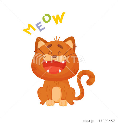 Cartoon red cat. Vector illustration on a white background. 57093457