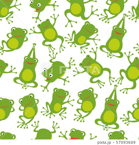 Frog Seamless Pattern Cartoon Cute Frogs Kids のイラスト素材