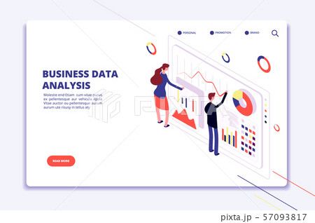 Data analysis. People work on business finance charts. Statistical surveillance. Big data isometric 57093817