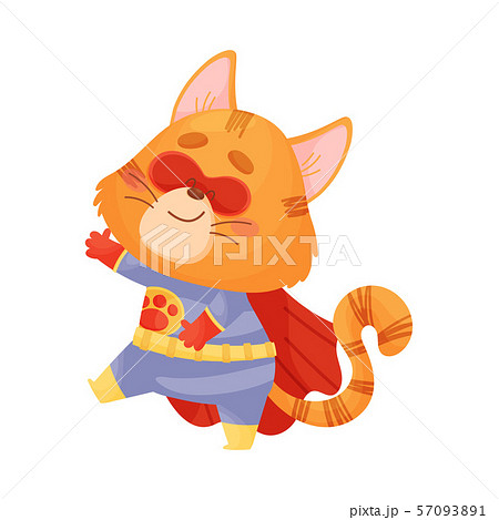Cartoon Cat Superhero Is Coming Vector のイラスト素材