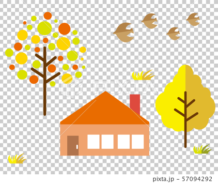 樹森林秋天流行音樂例證背景鳥房子逗人喜愛 插圖素材 圖庫