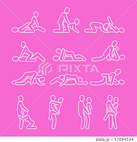 Vector love outline. Sexual position line icons Vector love outline. Sexual position line icons 57094534