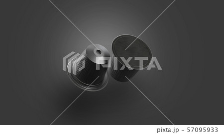 Blank black plastic coffee capsule mockup, isolated on darkness 57095933