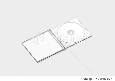 Blank white cd case mockup opened, side view, isolated, 57096357