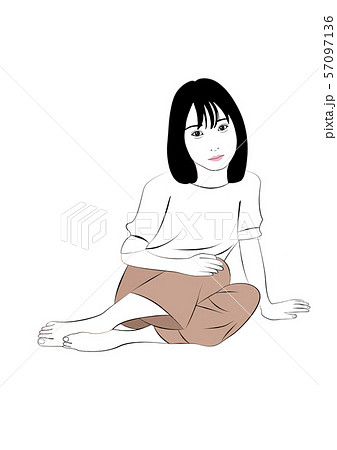 ぼんやりともの思いにふける女性 ぼんやりともの思いにふける女性 57097136