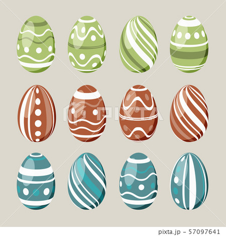 Set of 12 simple patterned easter eggs, striped Set of 12 simple patterned easter eggs, striped 57097641