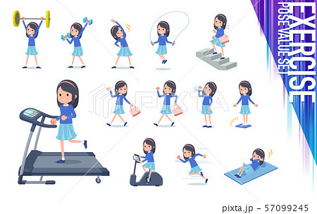 flat type Blue clothes headband girl_exercise 57099245