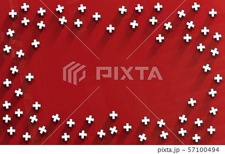 Group of Red Cross icon background. 3D rendering. 57100494
