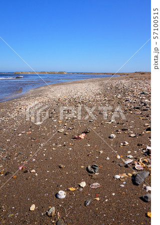 新潟県 大崎海水浴場 海 海岸 日本海 砂浜 磯遊び 釣り サーフの写真素材