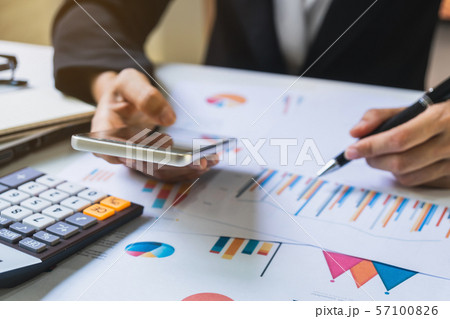 Businesswoman working on Desk office with 57100826