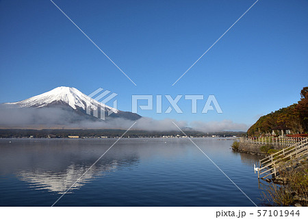 富士山、早朝、山中湖 57101944