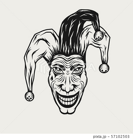 Angry Laughing Joker Vintage Engraved Vector のイラスト素材
