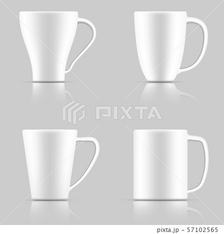 Set of realistic white coffee mugs on a grey background. 57102565