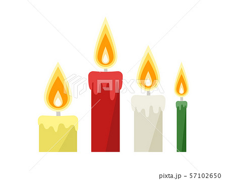 火が灯されたクリスマスの蝋燭 ろうそく のイラストセットのイラスト素材