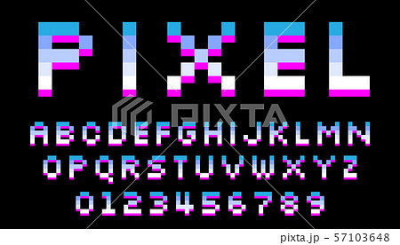 Pixel font. 8 bit letters and numbers. 57103648