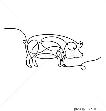 Continuous one line drawing Pig. Vector illustration 57103655