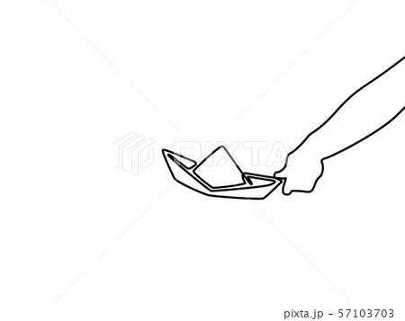Single line drawing paper boat on white background. Vector illustration. Single line drawing paper boat on white background. Vector illustration. 57103703