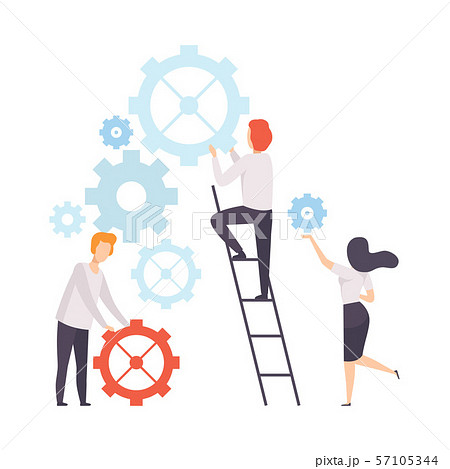Business Team, Office Colleagues Constructing Mechanism, People Working Together in Company Business Team, Office Colleagues Constructing Mechanism, People Working Together in Company 57105344