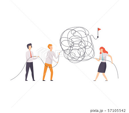 Business Team Searching for Ways to Success Symbol, Office Colleagues Solving Complicated Problem 57105542