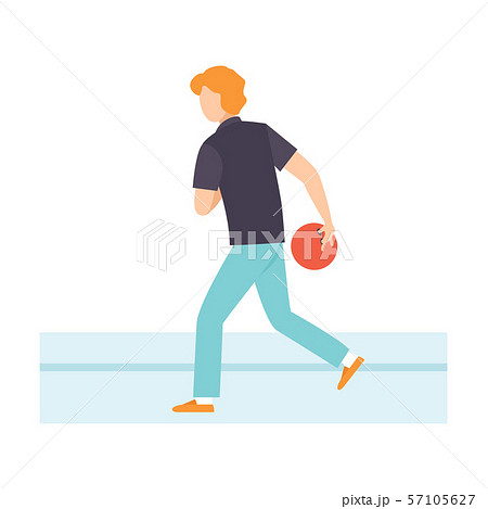 Man Throwing Bowling Ball, Male Bowler Playing Bowling Vector Illustration 57105627