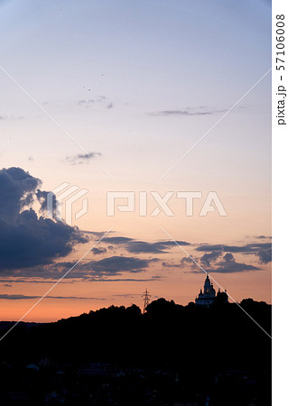 Fiery orange and blue sunset sky. Beautiful sky. Background nature. Life Fiery orange and blue sunset sky. Beautiful sky. Background nature. Life 57106008