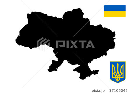 Vector Map of Ukraine with Flag and Coat Of Arms 57106045