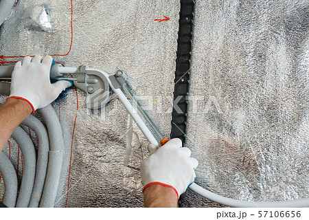 Installation of a warm floor. 57106656