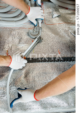 Installation of a warm floor. Installation of a warm floor. 57106657