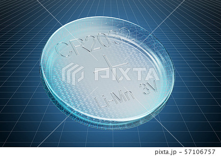 Visualization 3d cad model of button cell 57106757