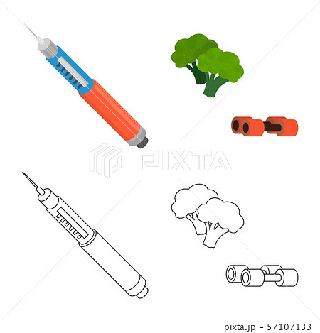Vector design of diet and treatment sign. Set of diet and medicine stock vector illustration. 57107133