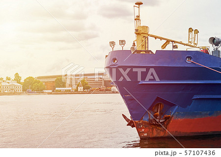 Close up of cargo ship in the port 57107436