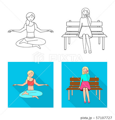 Isolated object of posture and mood icon. Collection of posture and female vector icon for stock. 57107727