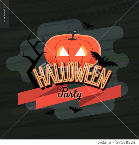 Halloween Party Lettering And A Jack O Lanternのイラスト素材 57108528 Pixta