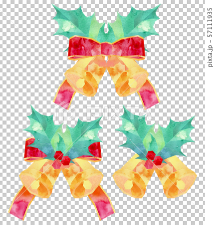 Holly and bell illustration set 57111935