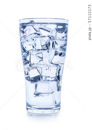 Glass of water with ice cubes isolated on white 57112173