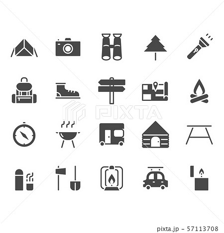 Camping and travel related icon set 57113708