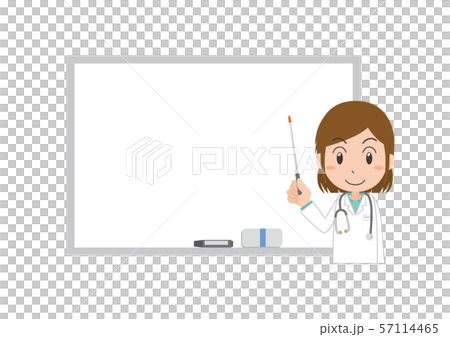 解釋在whiteboard的女性醫生 57114465