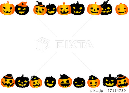ハロウィン かぼちゃ おばけ 列 フレームのイラスト素材