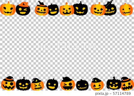 ハロウィン かぼちゃ おばけ 列 フレームのイラスト素材