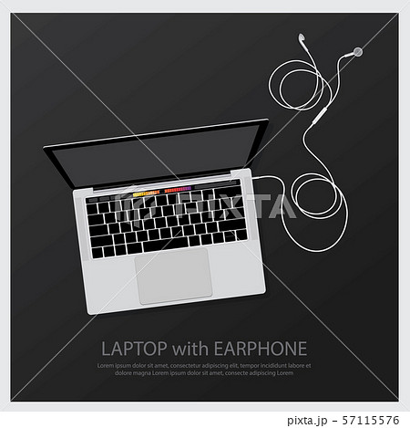 Music Earphones with Computer vector illustration Music Earphones with Computer vector illustration 57115576