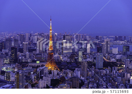 東京都市風景　東京タワー　夕景 57115693