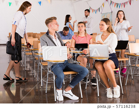Students enjoying free time in class 57116238