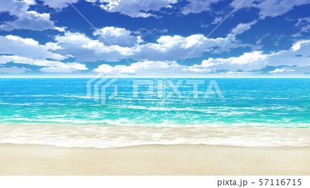 青空と雲と海と砂浜05 07のイラスト素材