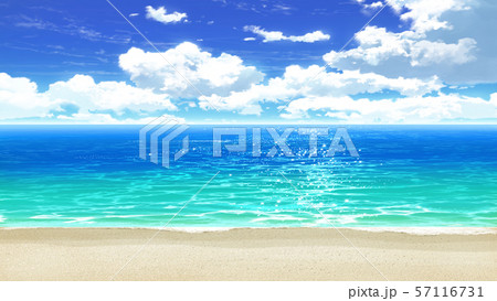 青空と雲と海と砂浜03 06のイラスト素材
