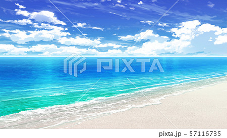 青空と雲と海と砂浜02 09のイラスト素材