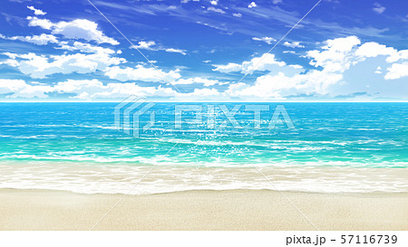 青空と雲と海と砂浜02 07のイラスト素材